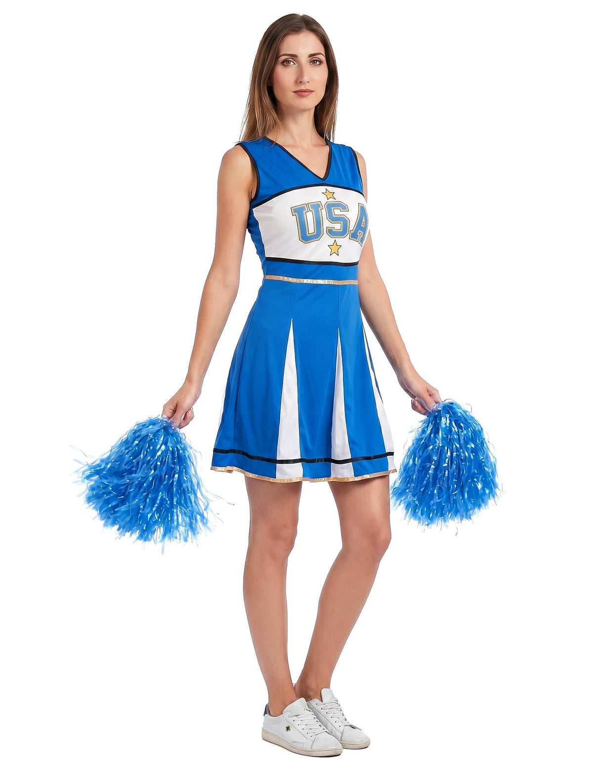 USA cheerleader kostuum blauw dames