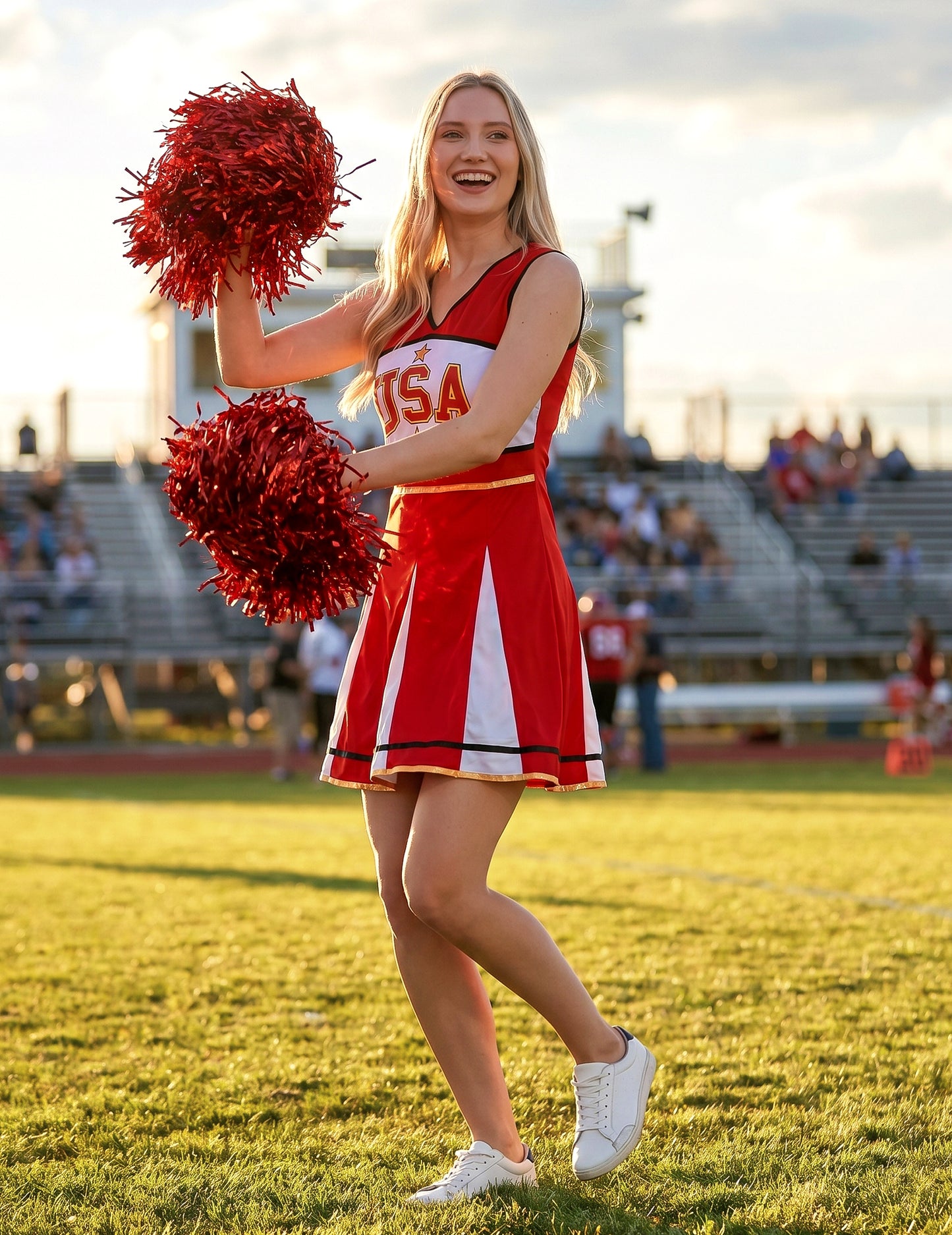 Cheerleader USA kostuum in rood voor vrouwen