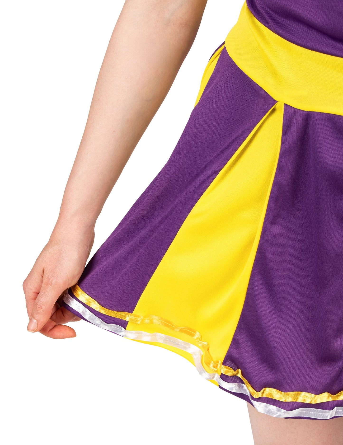 Déguisement pompom girl USA violet et jaune femme
