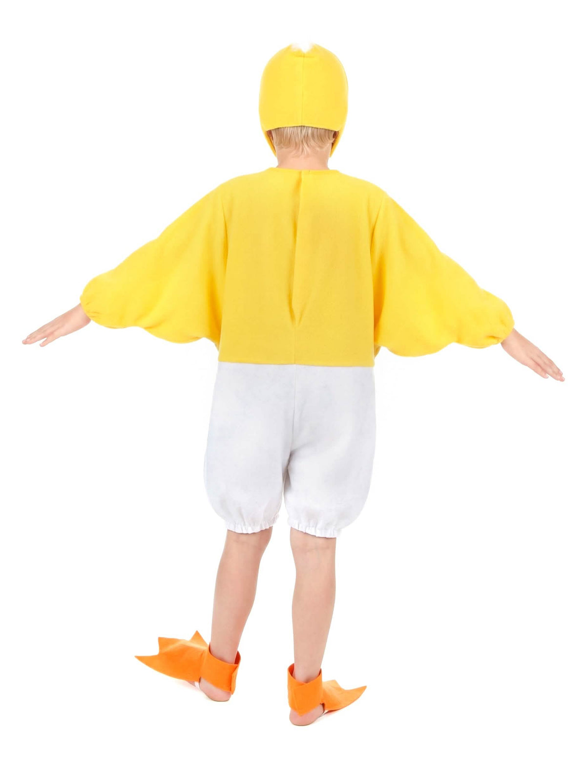 Achteraanzicht van het kuikenkostuum voor kinderen