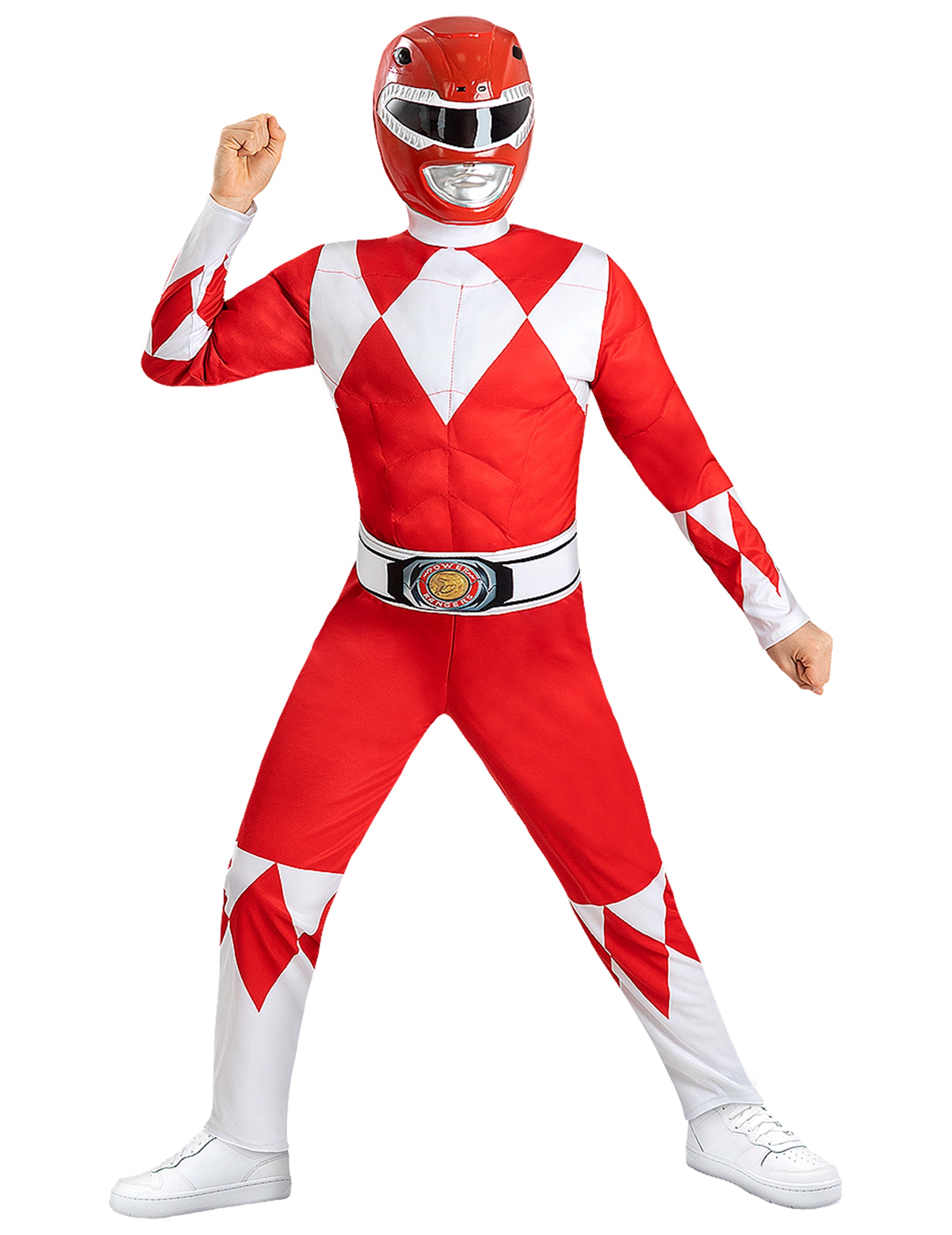 Déguisement Power Ranger rouge musclé pour enfant avec masque