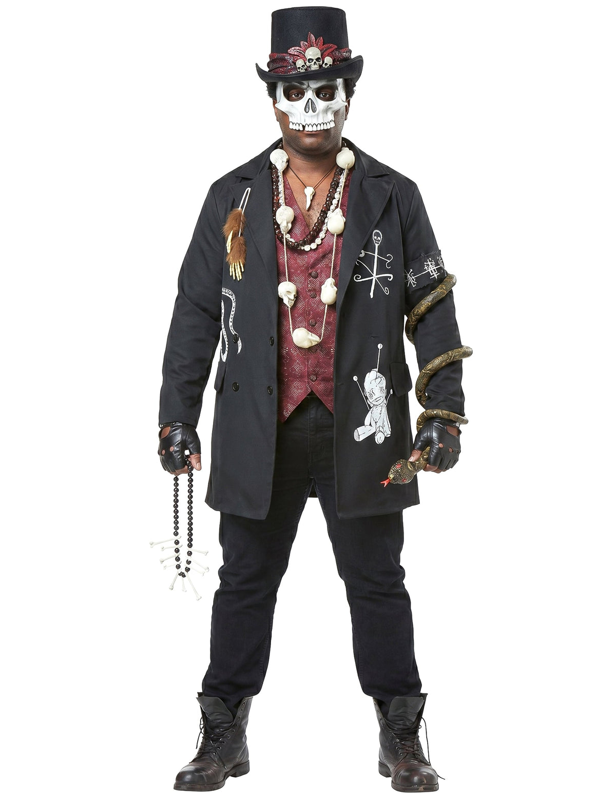 Grote maat voodoo priester kostuum voor mannen