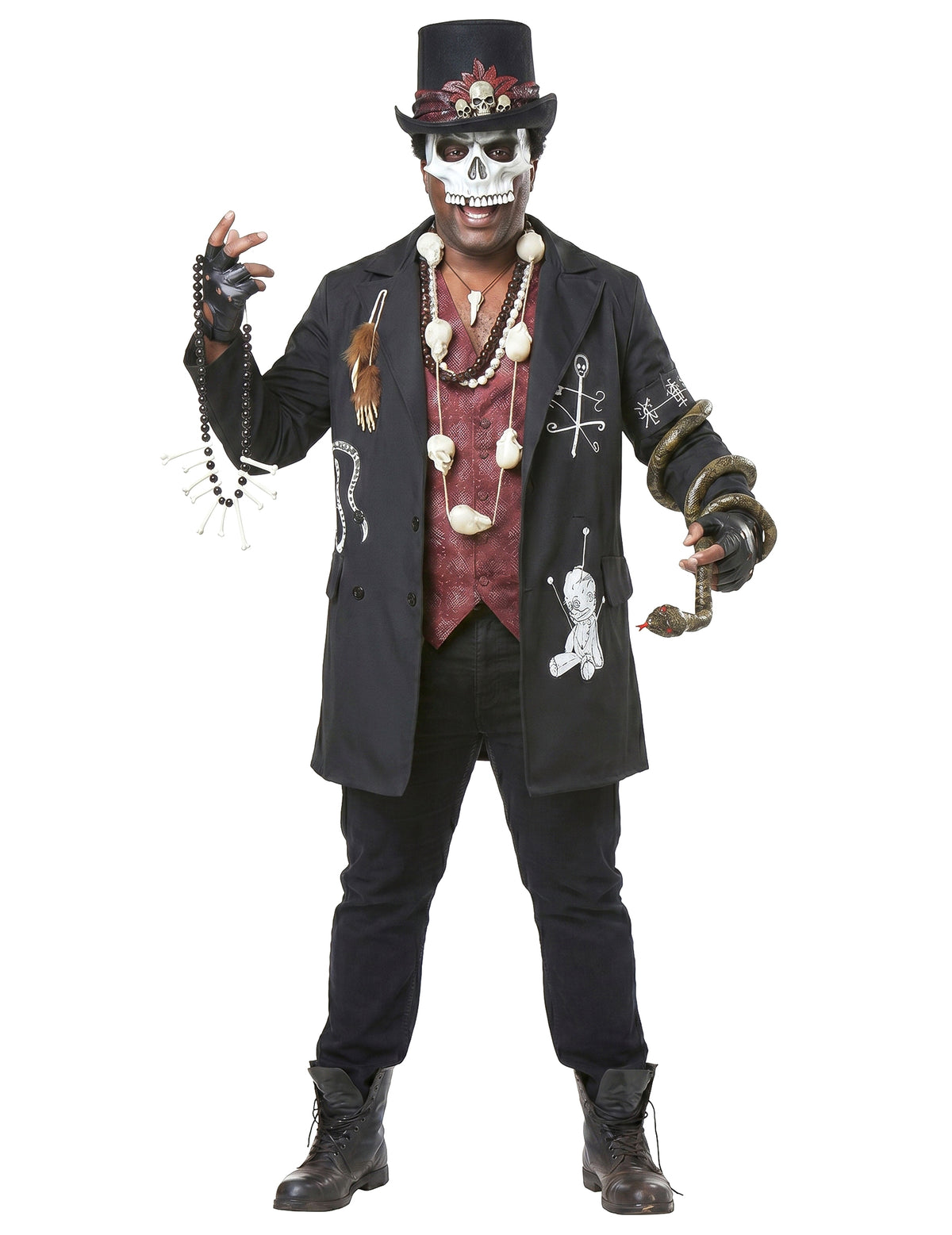 Grote maat voodoo priester kostuum voor mannen