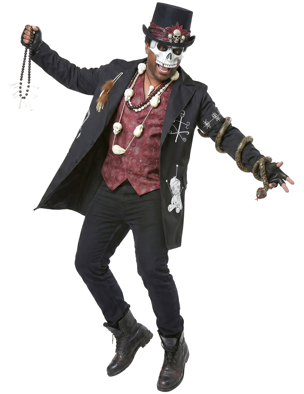 Grote maat voodoo priester kostuum voor mannen