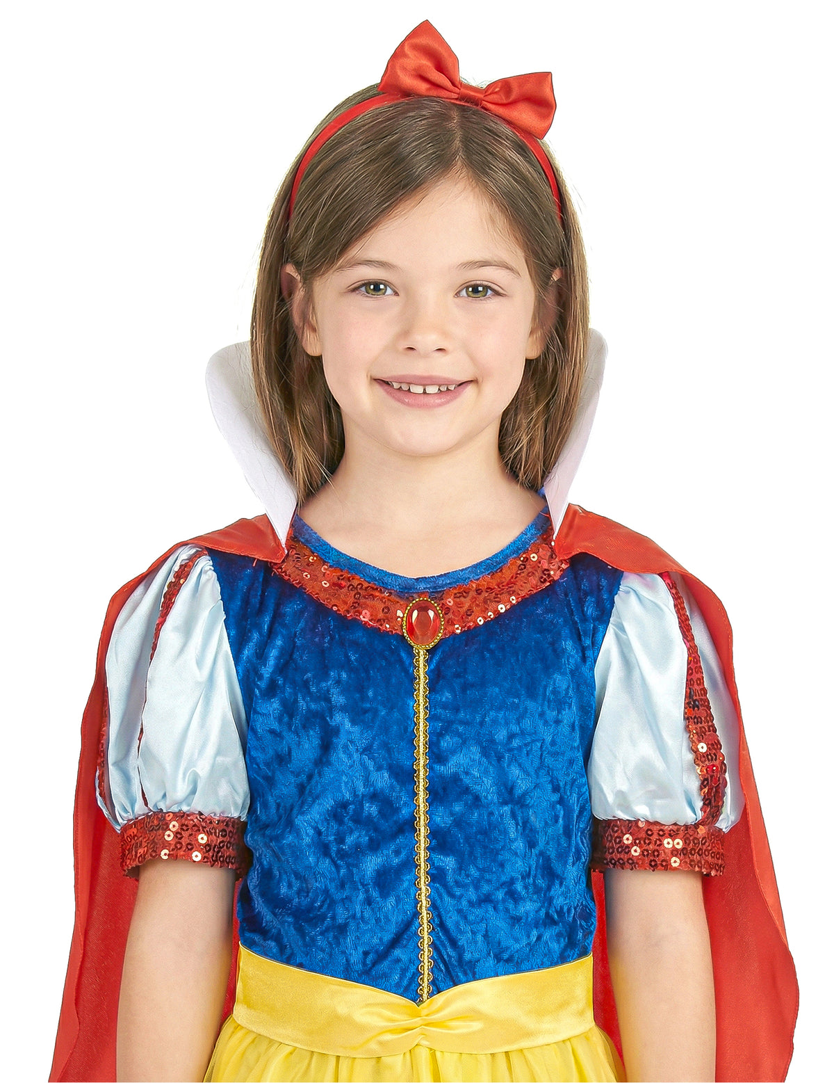 Gros plan sur le buste et le serre-tête du déguisement princesse à fleur