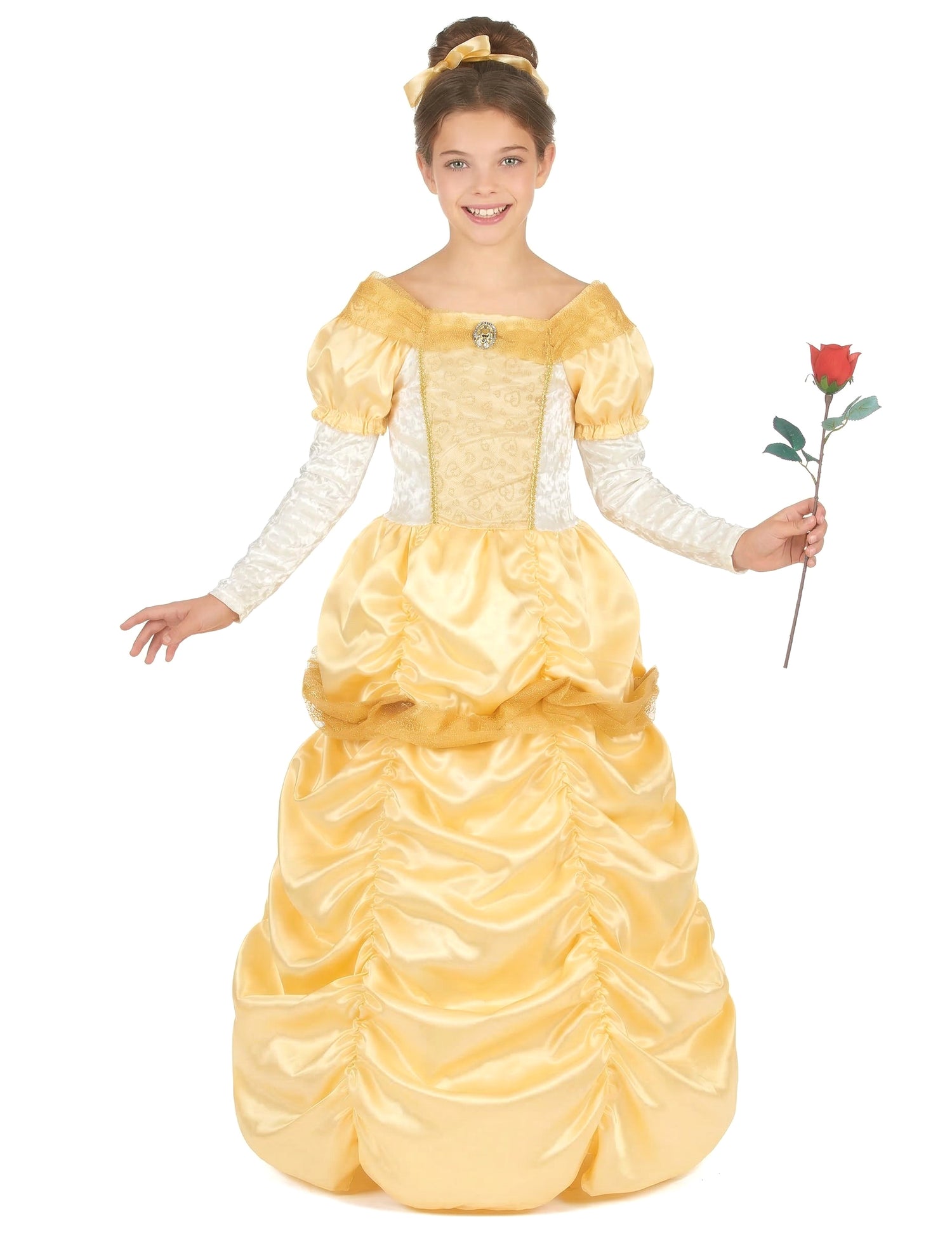 Déguisement de princesse beauté pour fille jaune et or