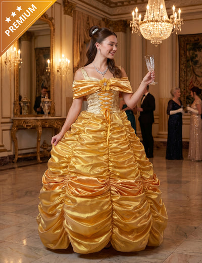 Déguisement princesse jaune haut de gamme pour femme