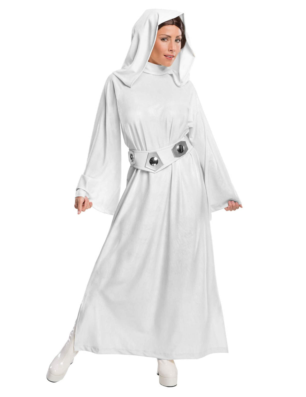 Prinses Leia Star Wars™-kostuum voor dames wit met capuchon en riem