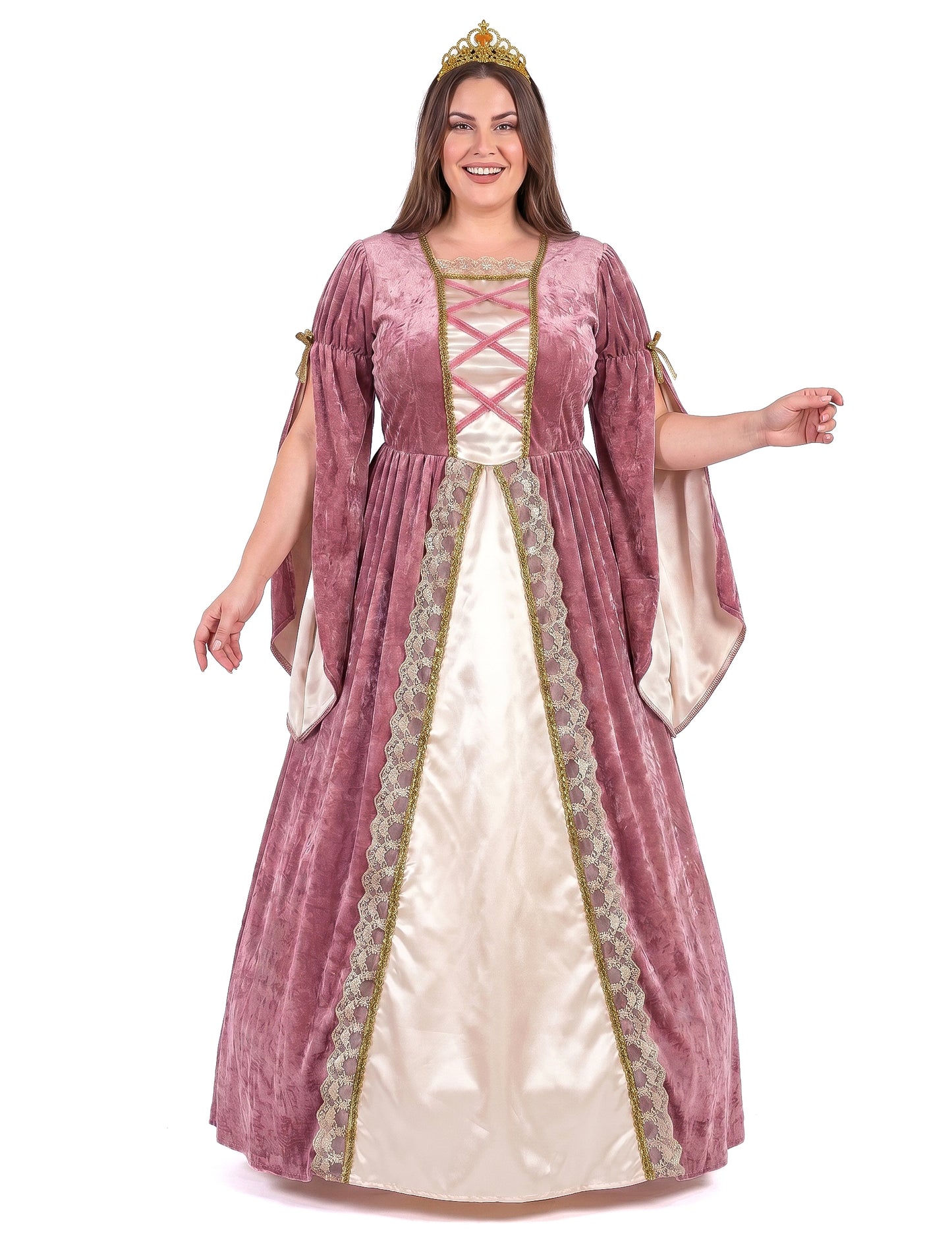 Roze en witte middeleeuwse prinses vermoming vrouw