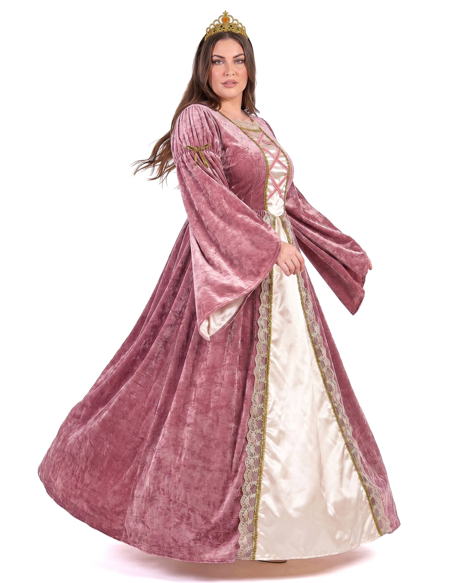 Roze en witte middeleeuwse prinses vermoming vrouw