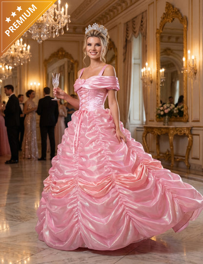 Déguisement princesse rose haut de gamme pour femme