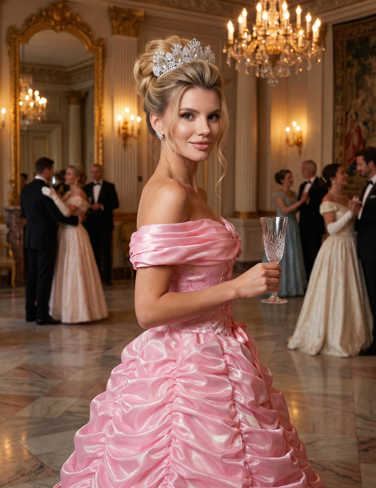 Déguisement princesse rose haut de gamme pour femme