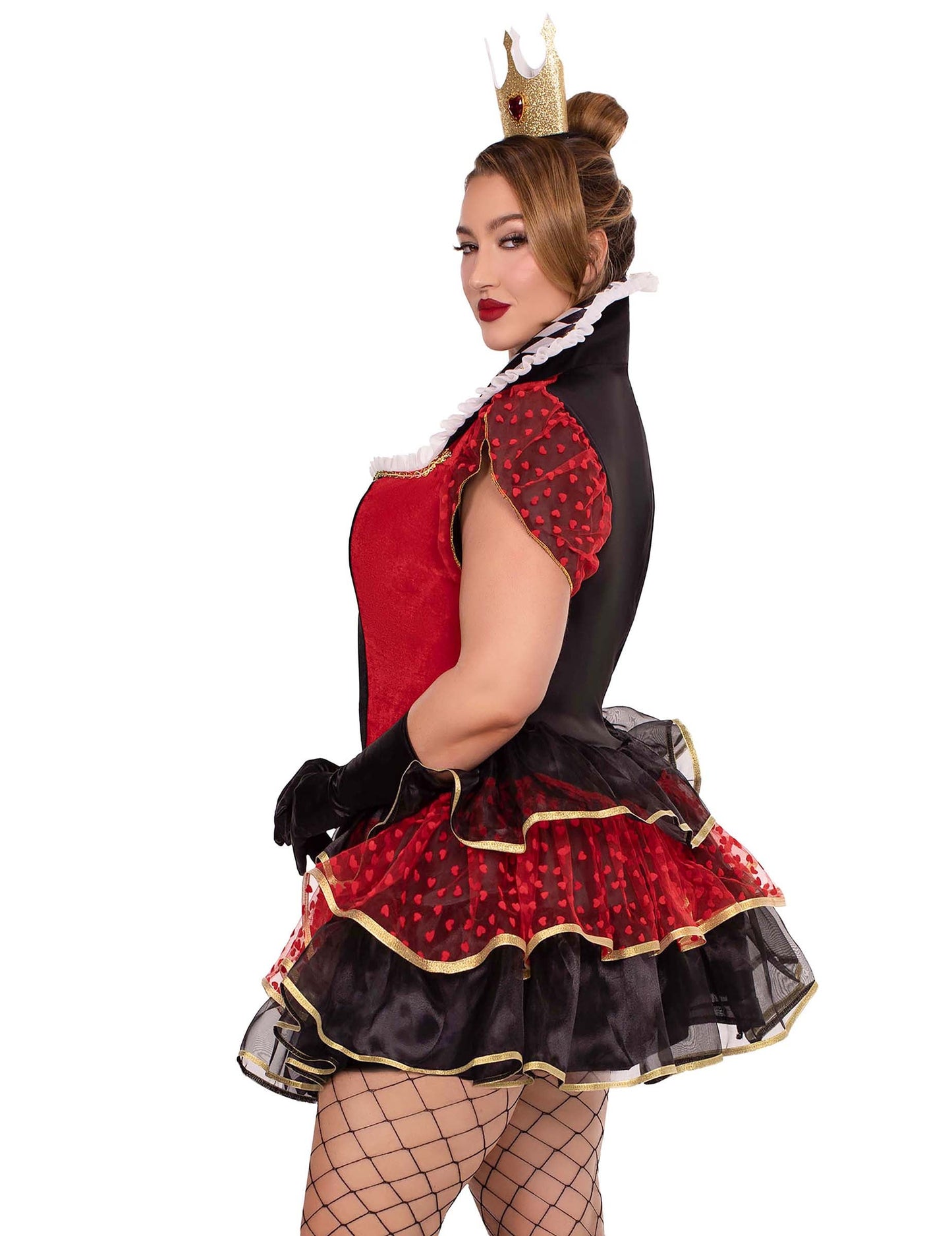 Vue de profil du déguisement de reine de cœur sexy