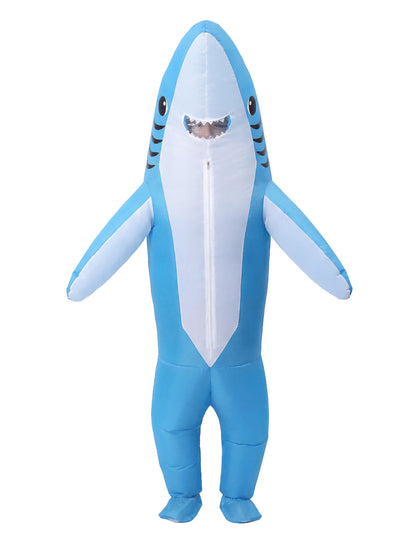 Déguisement requin gonflable pour adulte bleu et blanc