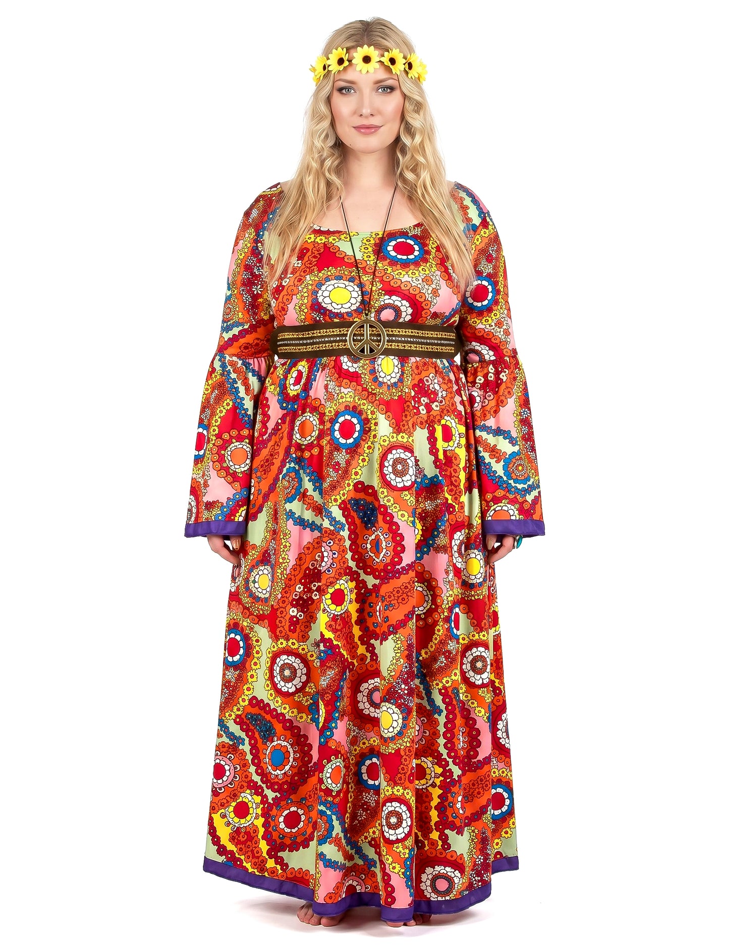 Hippie jurkkostuum in grote maat voor vrouwen