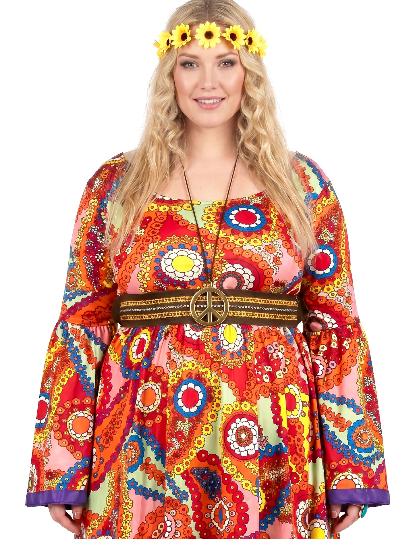 Hippie jurkkostuum in grote maat voor vrouwen