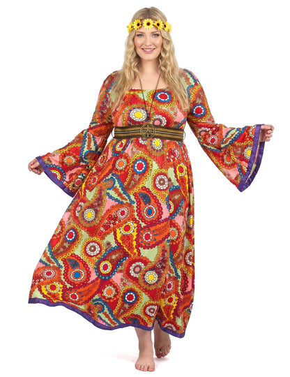 Hippie jurkkostuum in grote maat voor vrouwen