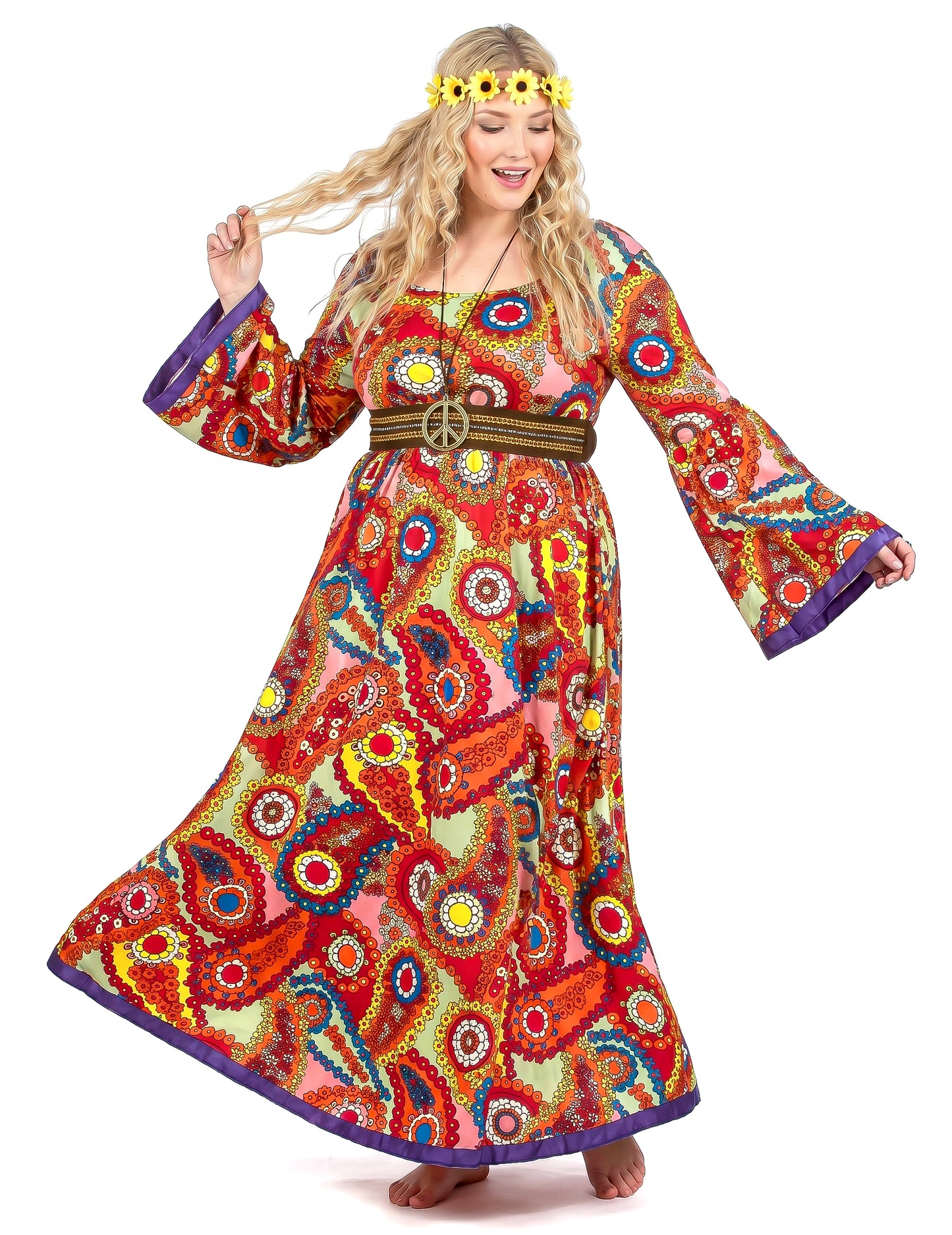 Hippie jurkkostuum in grote maat voor vrouwen