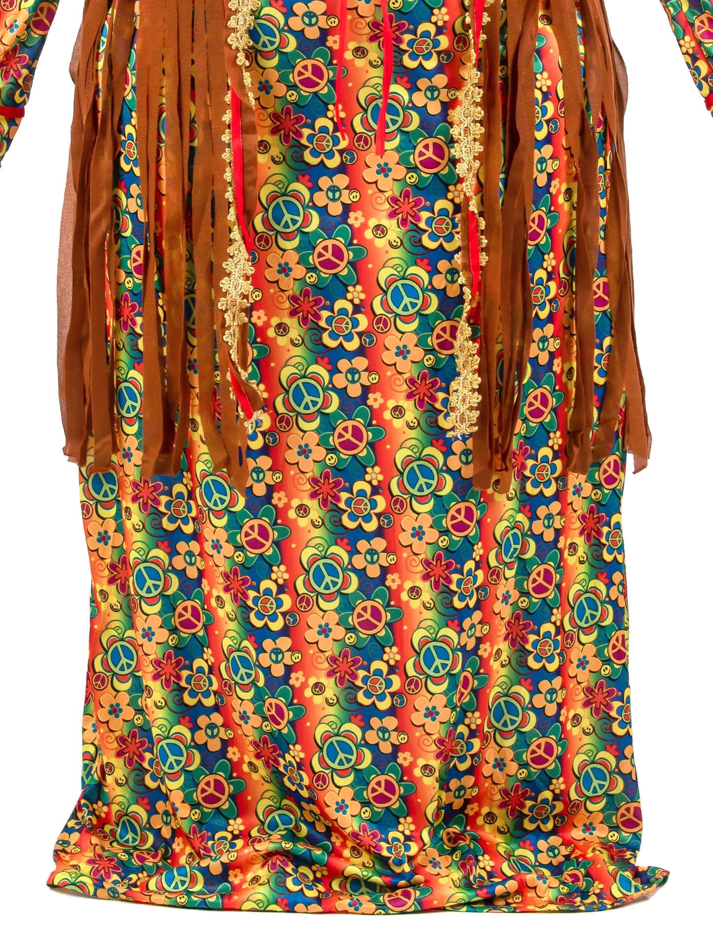 Lange hippiejurk met franjes voor dames grote maten
