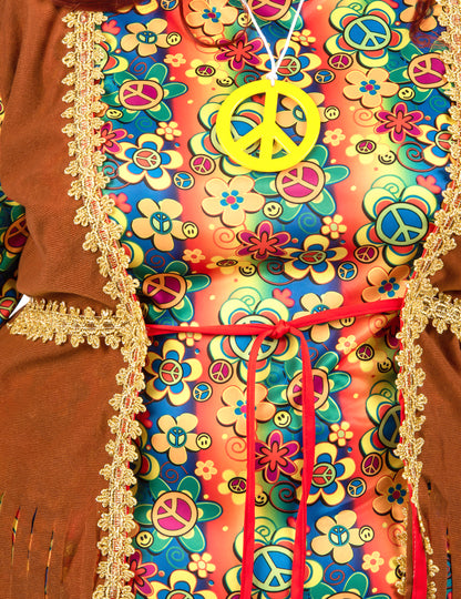 Lange hippiejurk met franjes voor dames grote maten