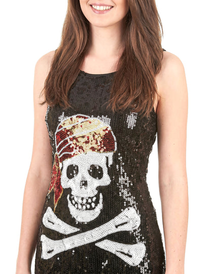 Déguisement Robe sequins tête de mort