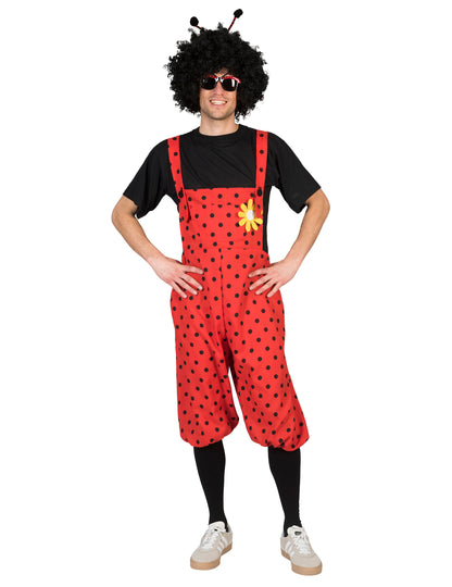 Déguisement salopette coccinelle avec fleur adulte
