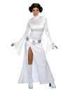 Déguisement sexy princesse Leia Star Wars pour femme blanc avec ceinture argentée