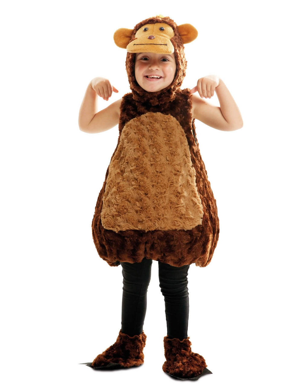 Apen pluchen kinderkostuum bruin en beige met capuchon