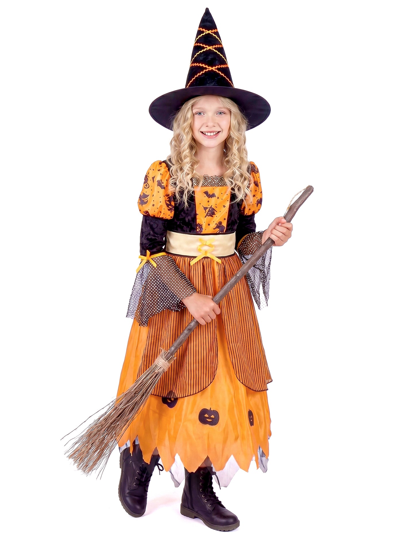 Déguisement sorcière orange fille Halloween