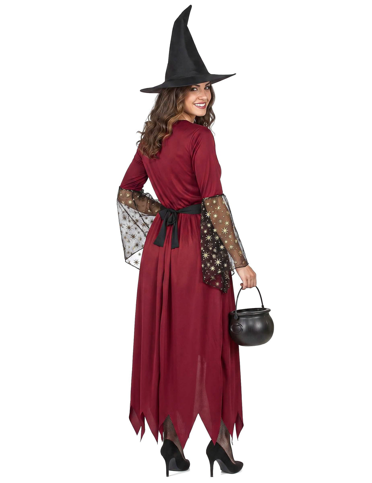 Déguisement sorcière rouge et or femme