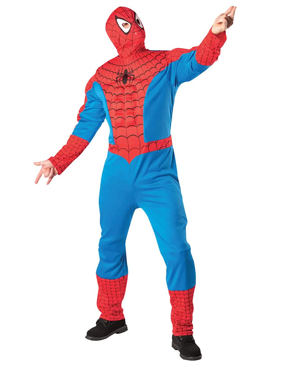 Spider-Man kostuum voor volwassenen rood en blauw met torso en cagoule
