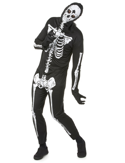 Déguisement de squelette Halloween pour homme noir et blanc