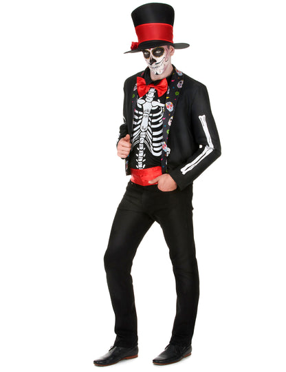 Déguisement Squelette motifs Dia de los muertos homme