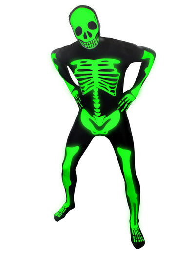 Déguisement squelette phosphorescent Morphsuits pour enfant noir et vert fluo