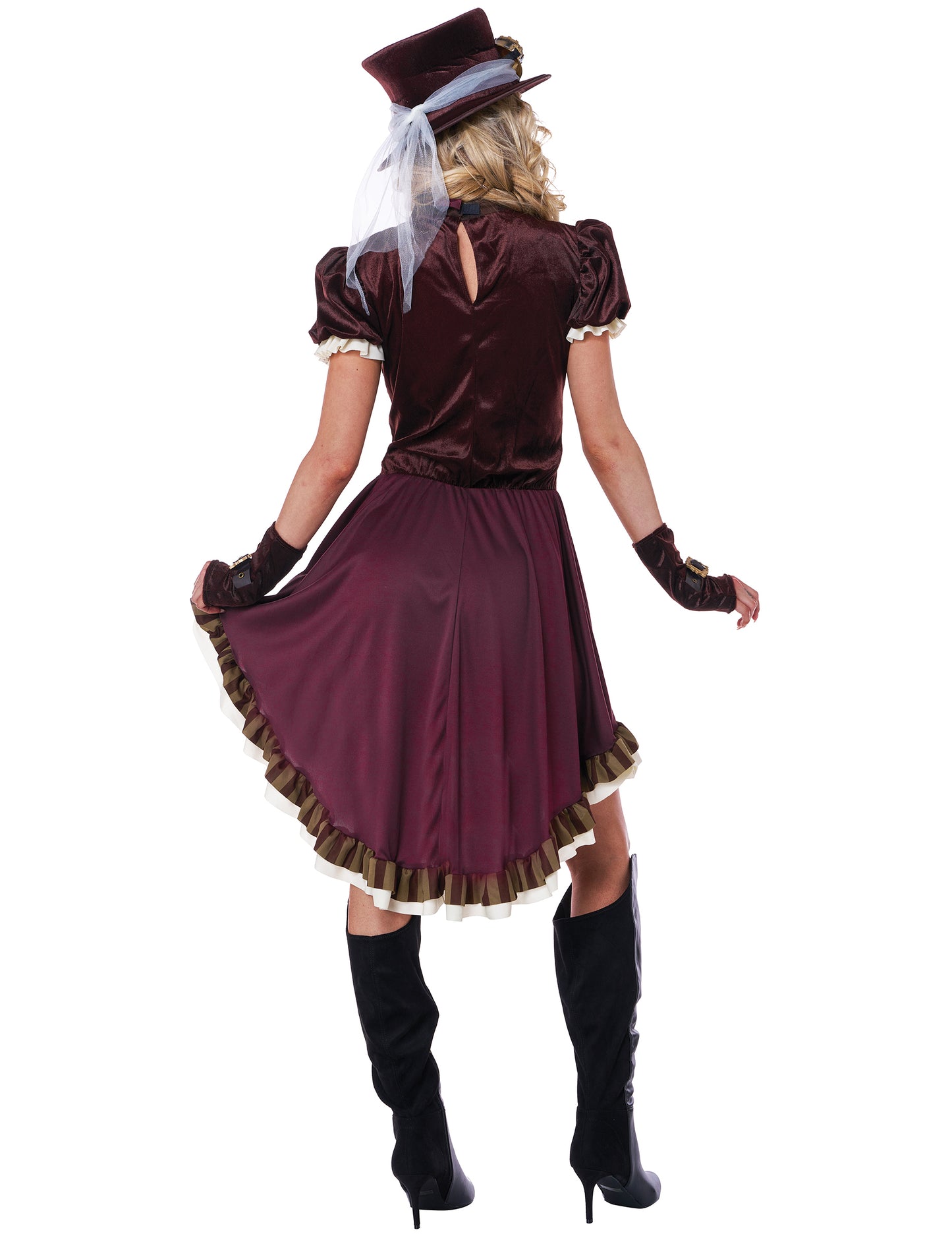 Bordeaux rood Steampunk kostuum voor vrouwen