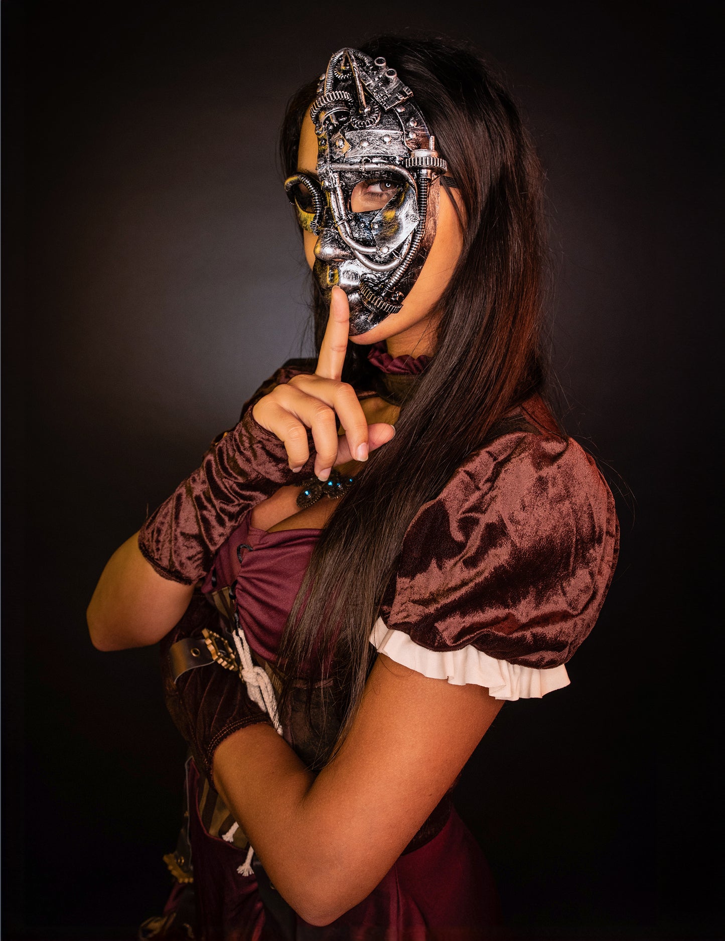 Bordeaux rood Steampunk kostuum voor vrouwen