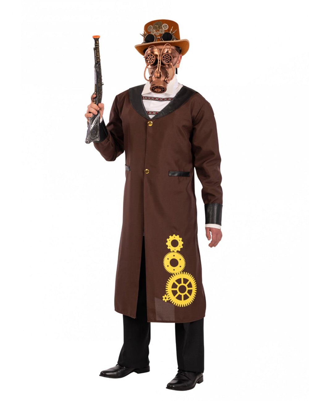 Déguisement steampunk pour homme marron avec motifs engrenages