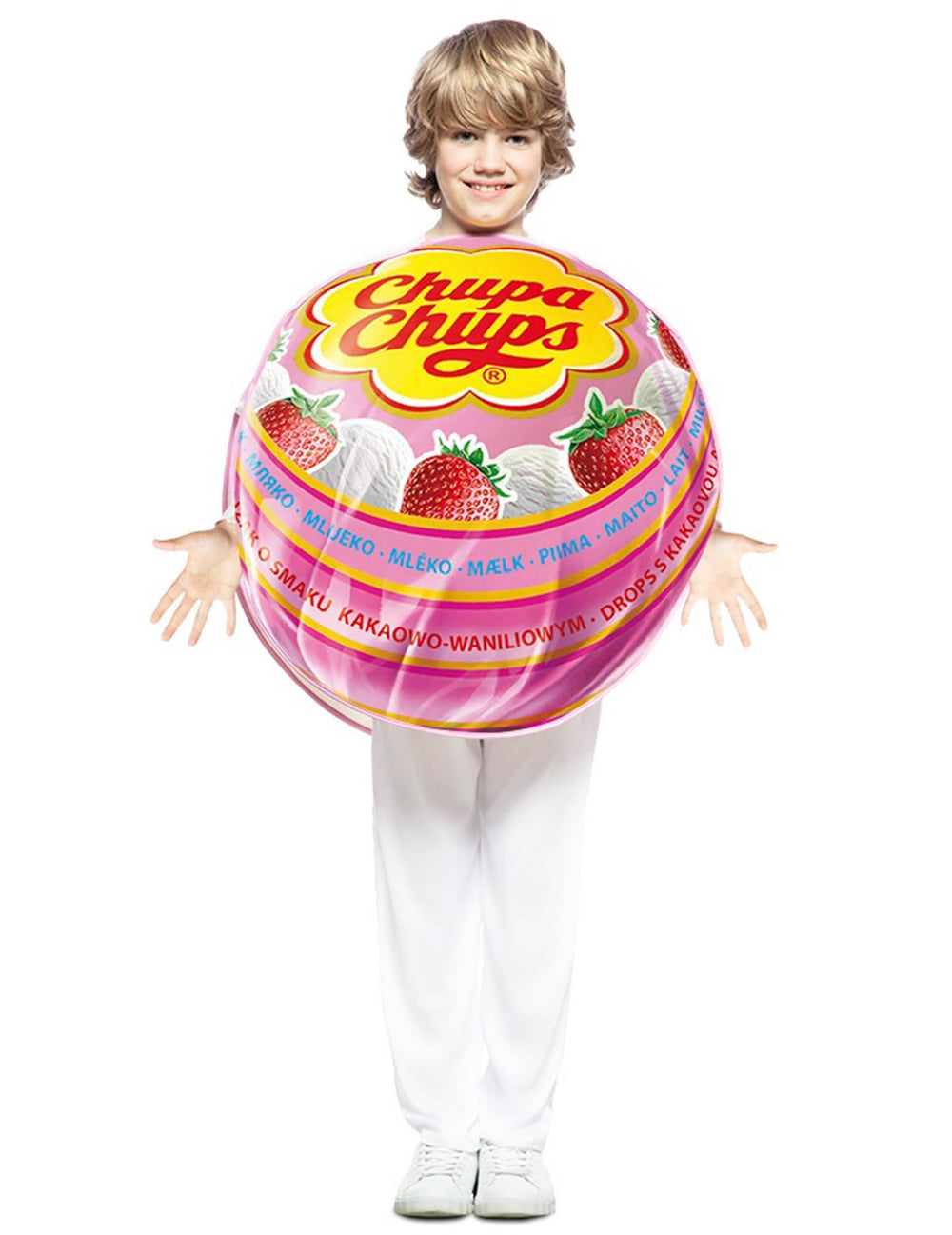 Chupa Chups-lollykostuum voor kinderen roze aardbeiensmaak