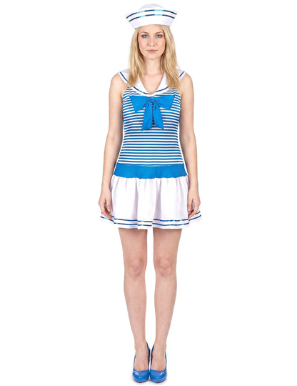 Sexy blauw gestreepte matrozen outfit voor vrouwen