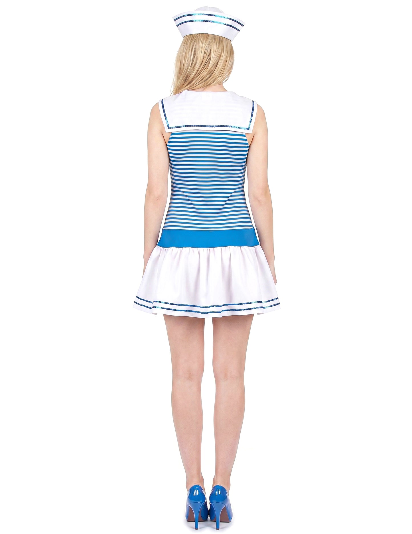 Sexy blauw gestreepte matrozen outfit voor vrouwen