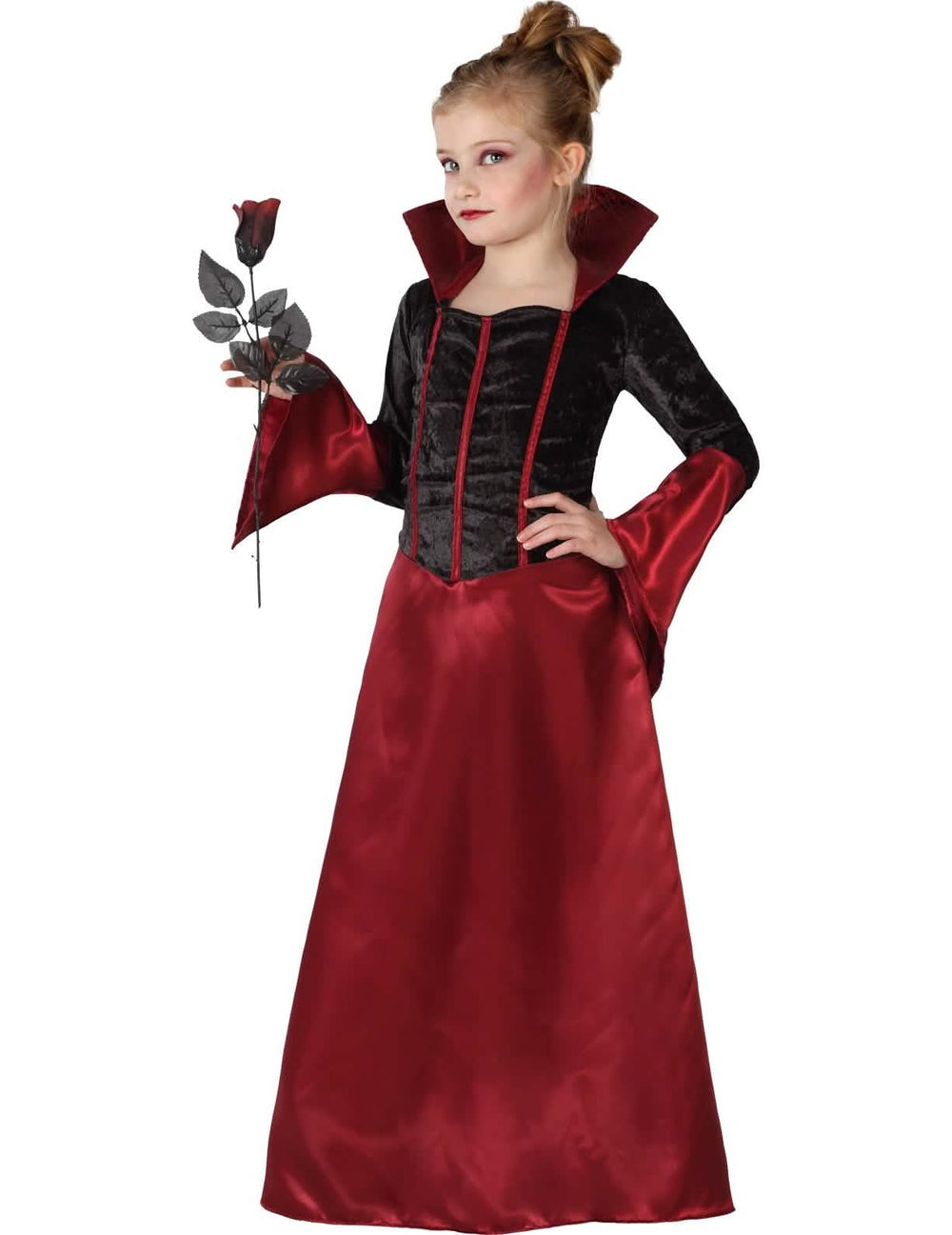 Vampierkostuum voor meisjes rood en zwart voor halloween
