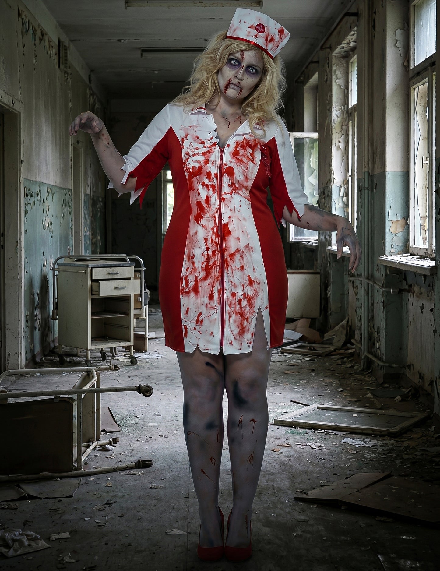 Bebloede verpleegster outfit voor dames Halloween