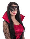 Zwart en rood half masker met ketting voor vrouwen