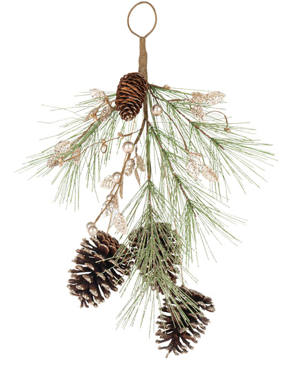 Descente pommes de pin pour sapin paillettes champagne et doré