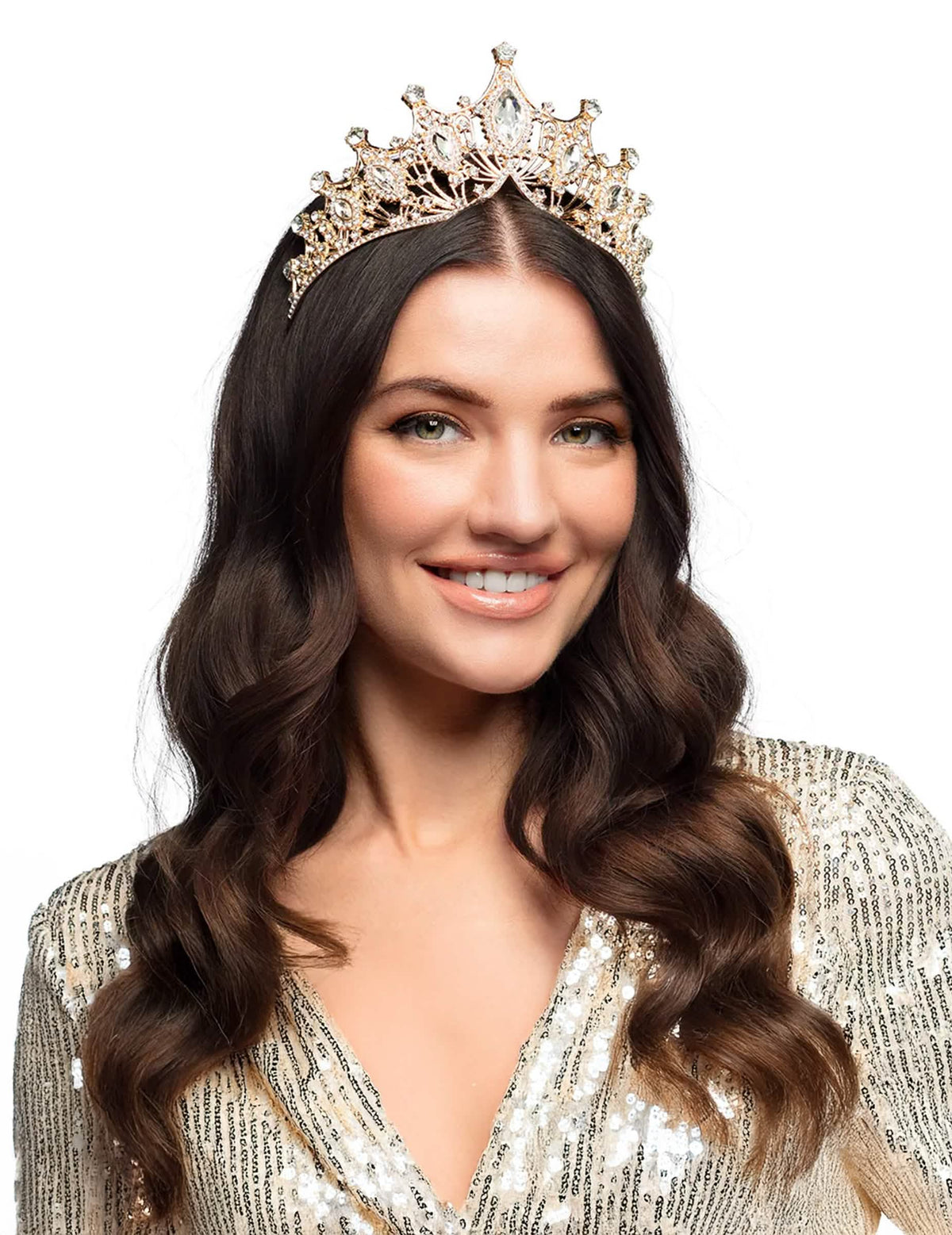 Diadème royal métallique rose gold adulte