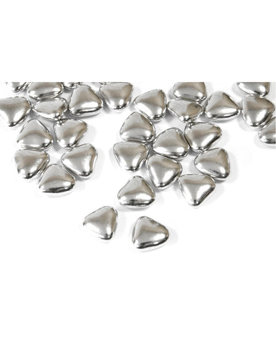 Dragées mini coeur chocolat couleur argent