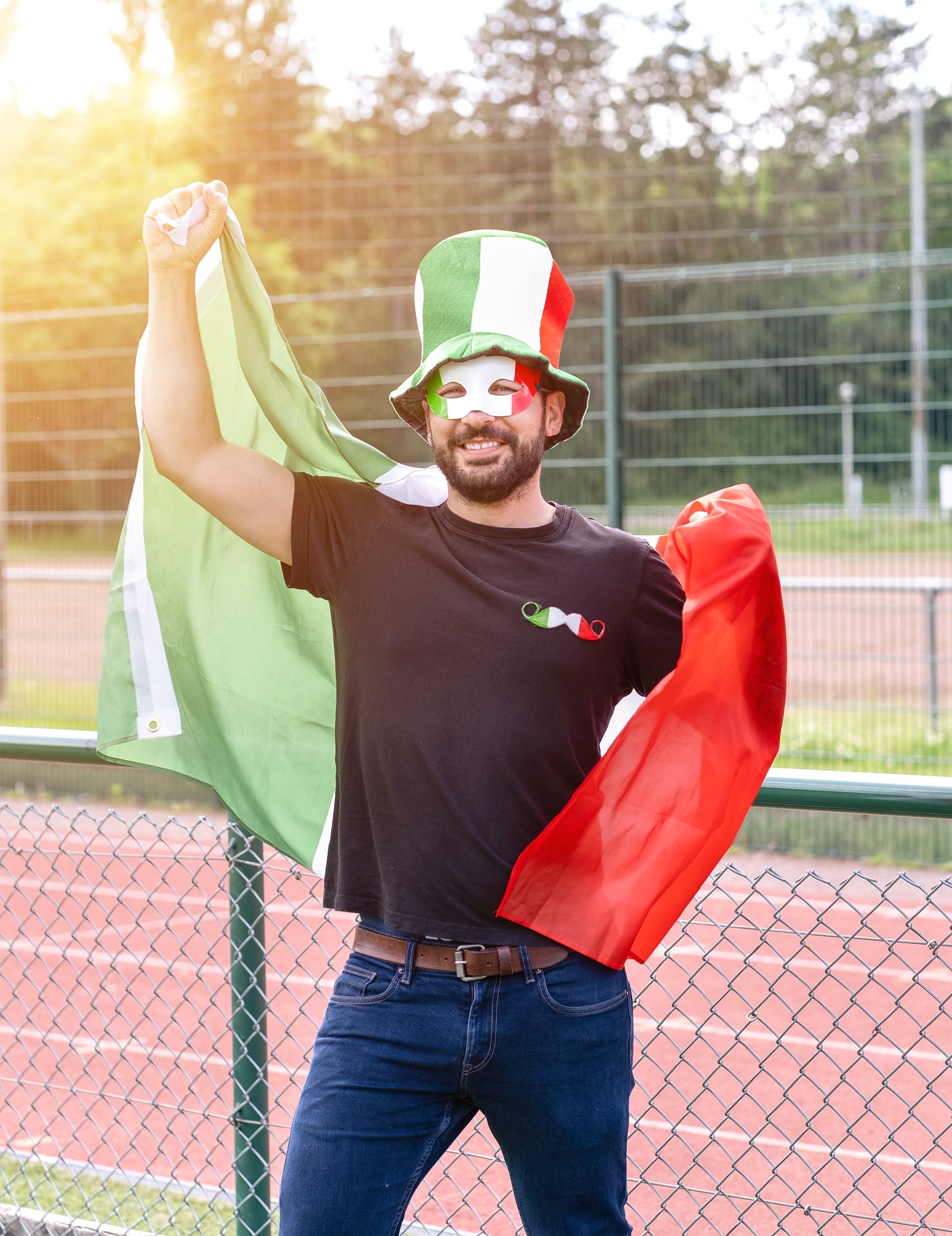 Mise en situation du drapeau Italie pour supporter