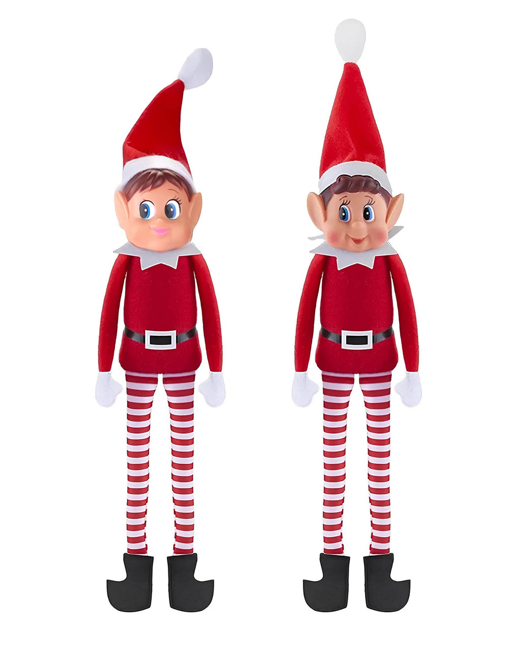 Duo kerstmis-grappenmakende kinderen Elvie en Elfie voor kinderen rood en wit gestreept