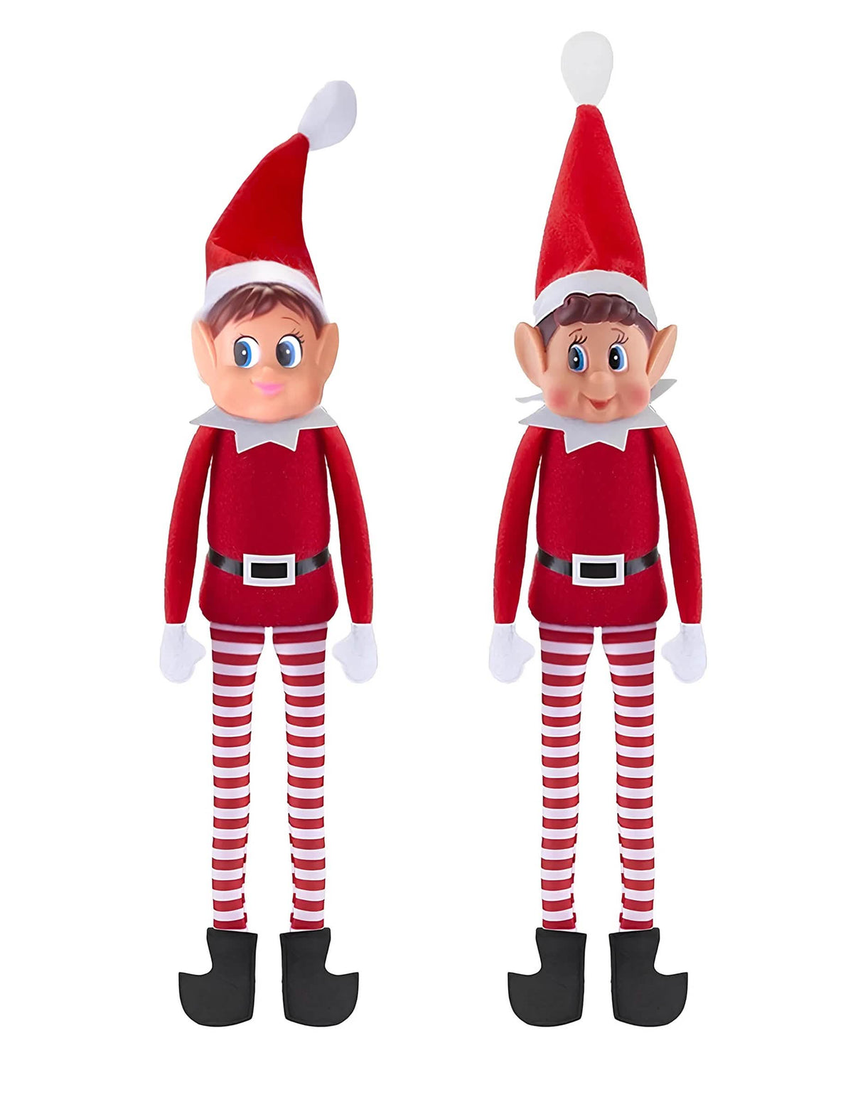 Duo kerstmis-grappenmakende kinderen Elvie en Elfie voor kinderen rood en wit gestreept