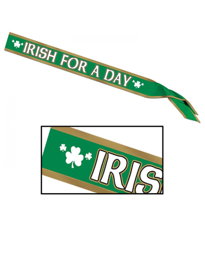 Écharpe satinée Irish for a day verte et dorée avec trèfles